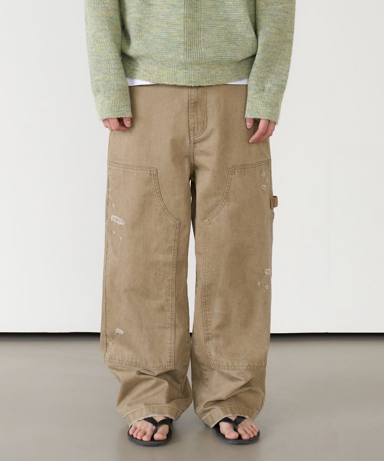washed carpenter pants (beige)
