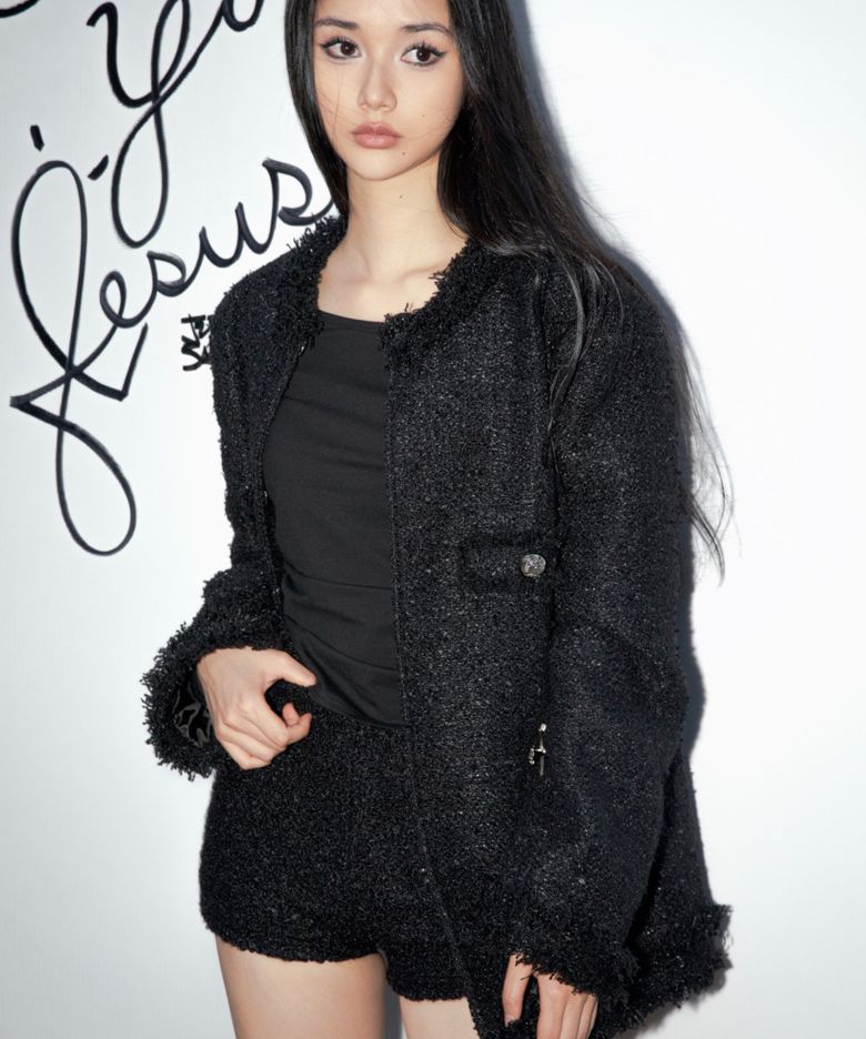Shade grunge tweed jacket- BLACK