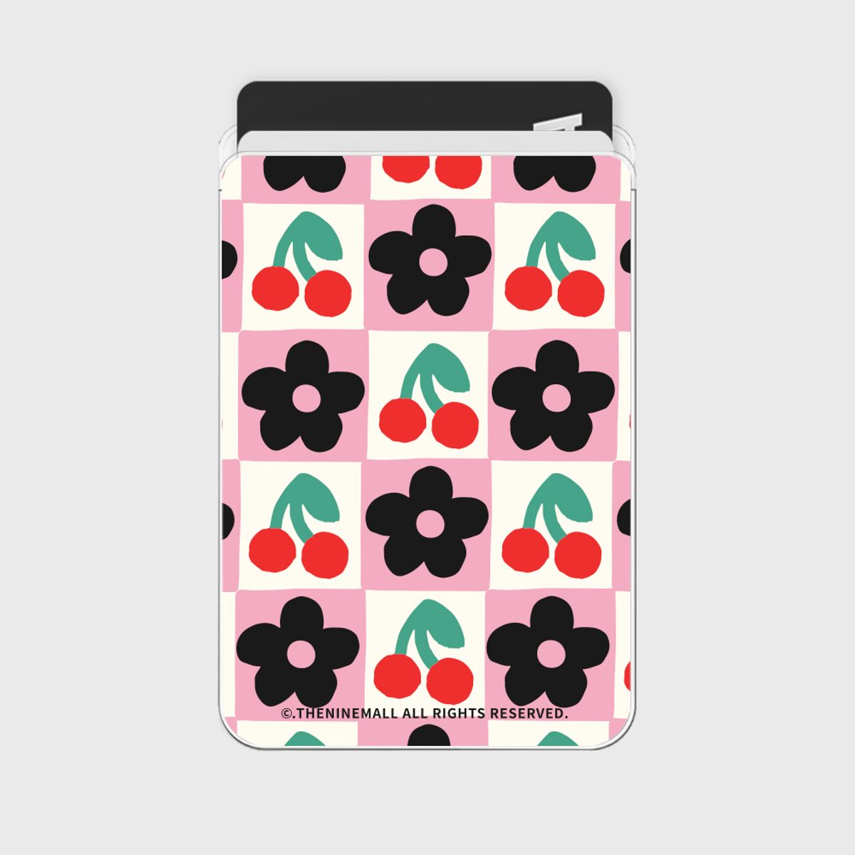 더나인몰(THE NINEMALL) cherry flower checkerboard [맥세이프 투명 카드지갑]