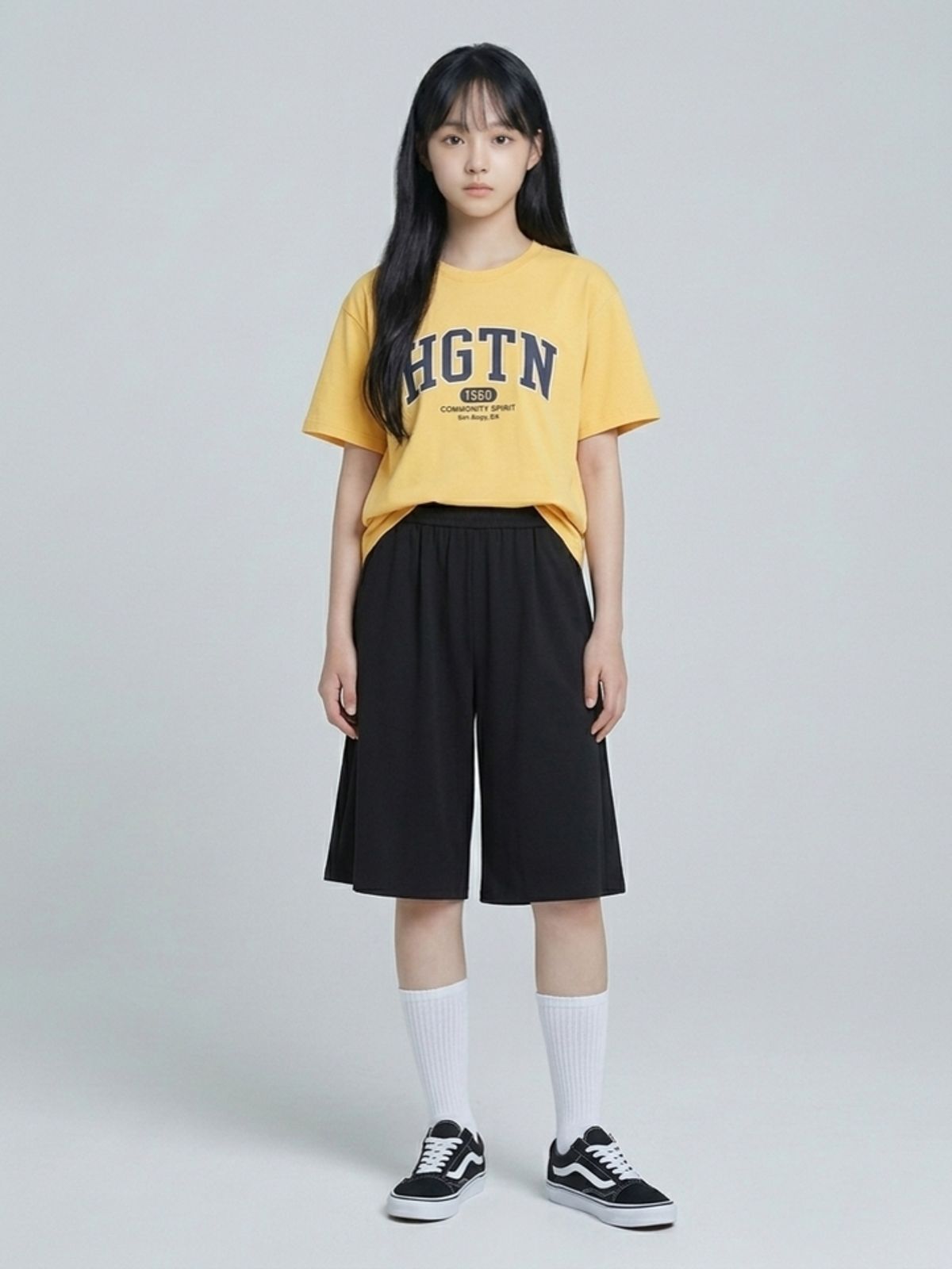 행텐 틴즈(HANGTEN TEENS) 틴즈 여아 6부 사이드턱 버뮤다 팬츠_100(14570-137-405-31)