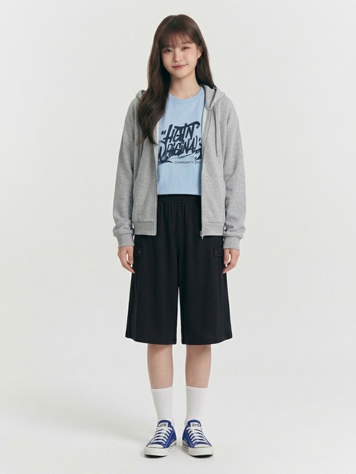 행텐 틴즈(HANGTEN TEENS) 틴즈 여아 6부 스냅 버뮤다 팬츠_100(14570-137-406-31)