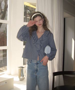 Wave frill blouse - Check