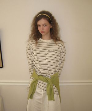 Bagle stripe long sleeve tee - Ivory