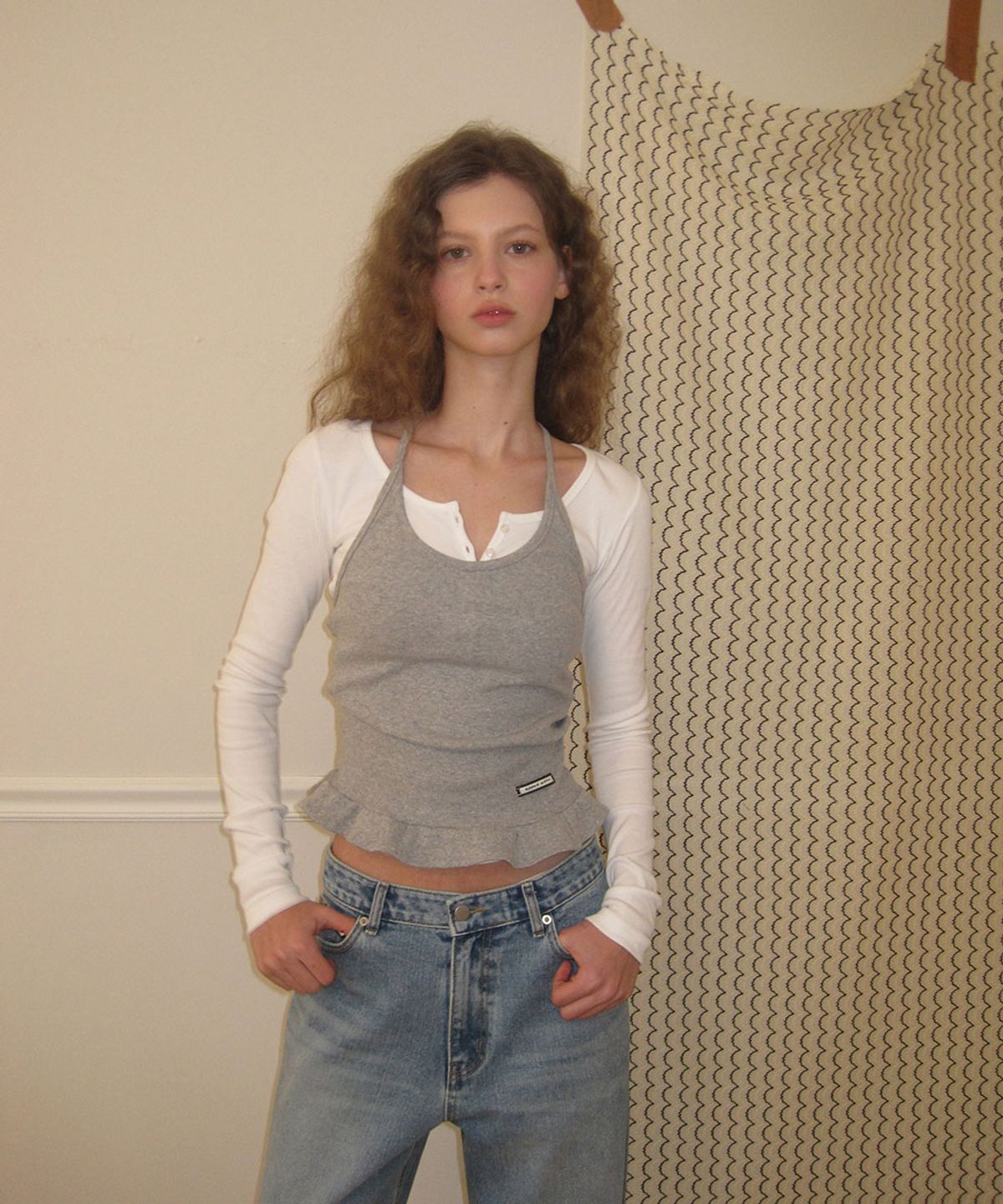 어패럴아카이브(APPAREL ARCHIVE) Bobo frill sleeveless - Gray