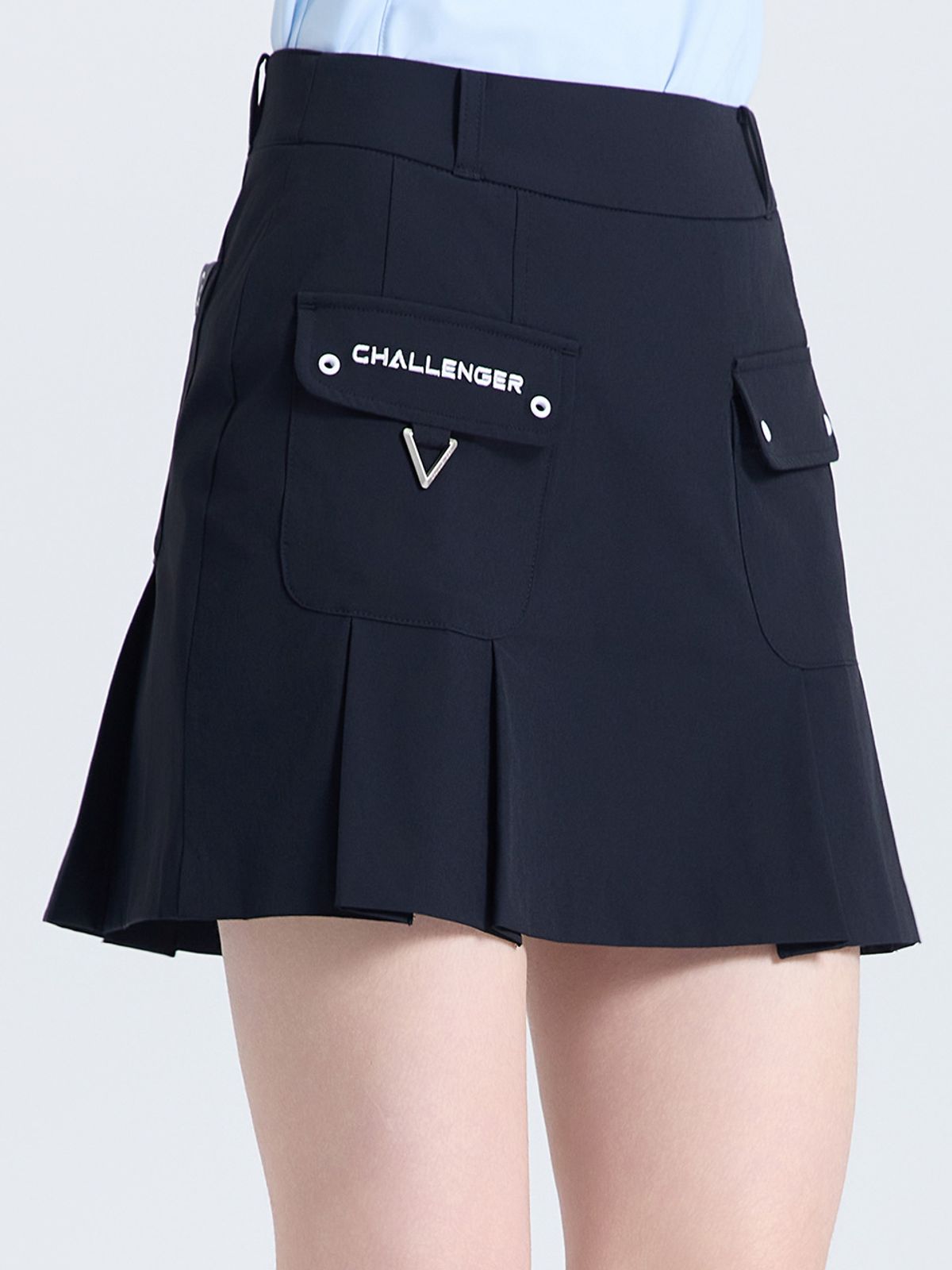 챌린저(CHALLENGER) 여성 카고포켓 플리츠 큐롯 블랙