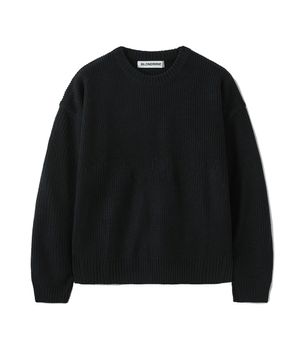 크루넥 리브 니트 스웨터_크롭 블랙