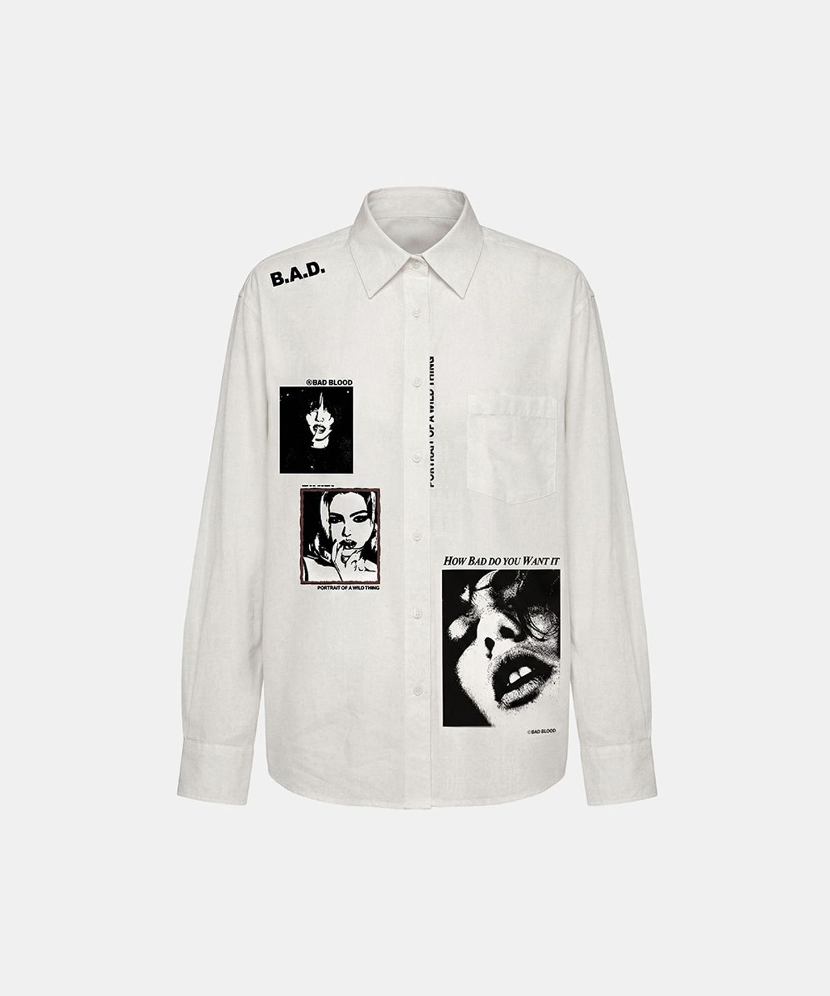 배드블러드(BADBLOOD) Portrait of a Wild Thing Shirt - White