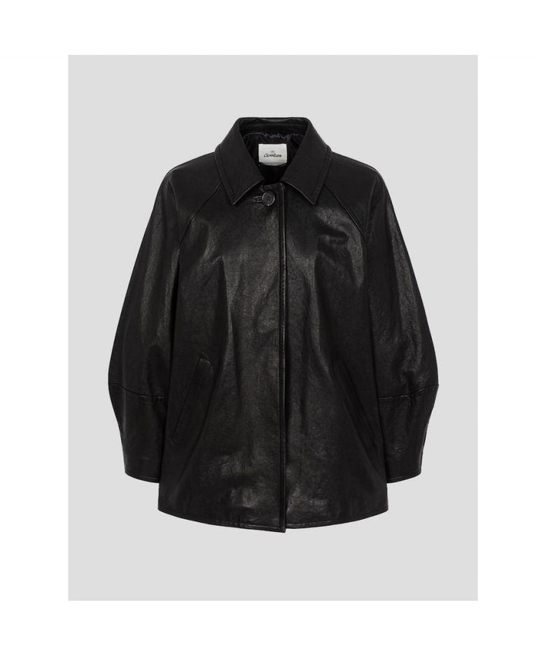 Leather Barbour Jacket  Black (TA5711A105)