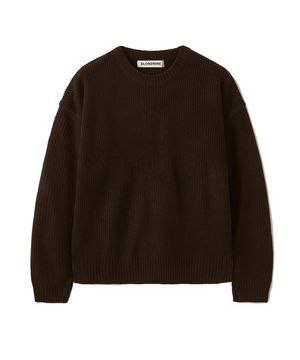 크루넥 리브 니트 스웨터_크롭 브라운