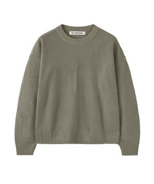 크루넥 리브 니트 스웨터_크롭 그레이