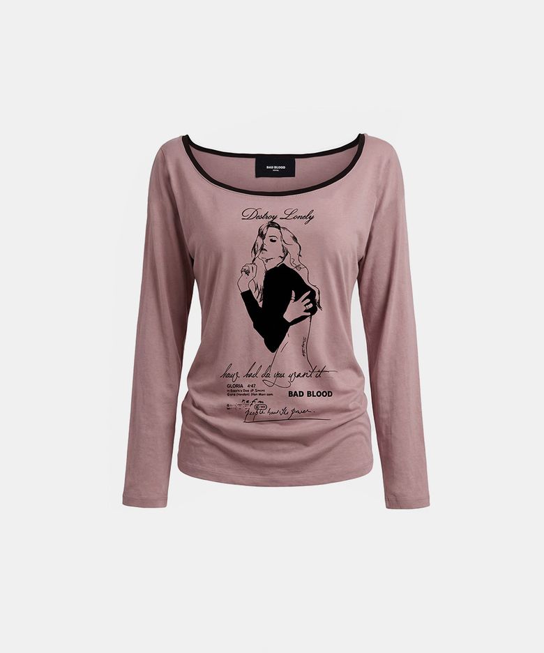 B.A.D. Ladyland Ringer Loose-Fit T-Shirt - Pink