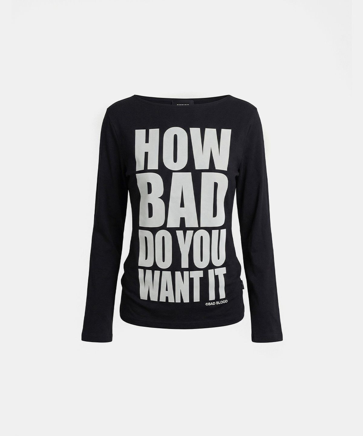배드블러드(BADBLOOD) DO YOU WANT IT Boat Neck T-Shirt - Black