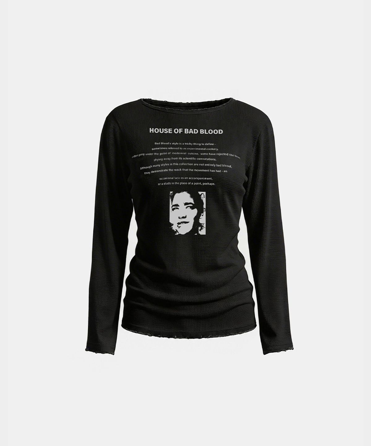 배드블러드(BADBLOOD) H.B.B. Waffle Boat Neck T-Shirt – Black