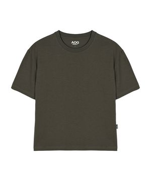 솔리드 크롭 반팔 티셔츠 (올리브 그린)