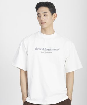 심플 오버핏 일렉트로닉 BD 프린티드 하프넥 티셔츠 (WHITE)