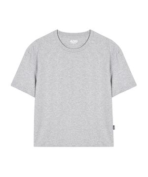 솔리드 크롭 반팔 티셔츠 (멜란지 그레이)