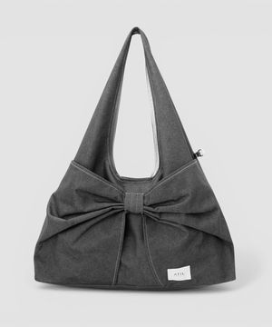 데님 듀이 리본 라지 보부 숄더백_무신사 에디션  [블랙]