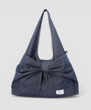 데님 듀이 리본 라지 보부 숄더백_무신사 에디션  [블루]