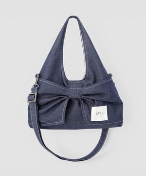 데님 듀이 미니 리본 도트 숄더 & 크로스백 _ 무신사 에디션 [블루]