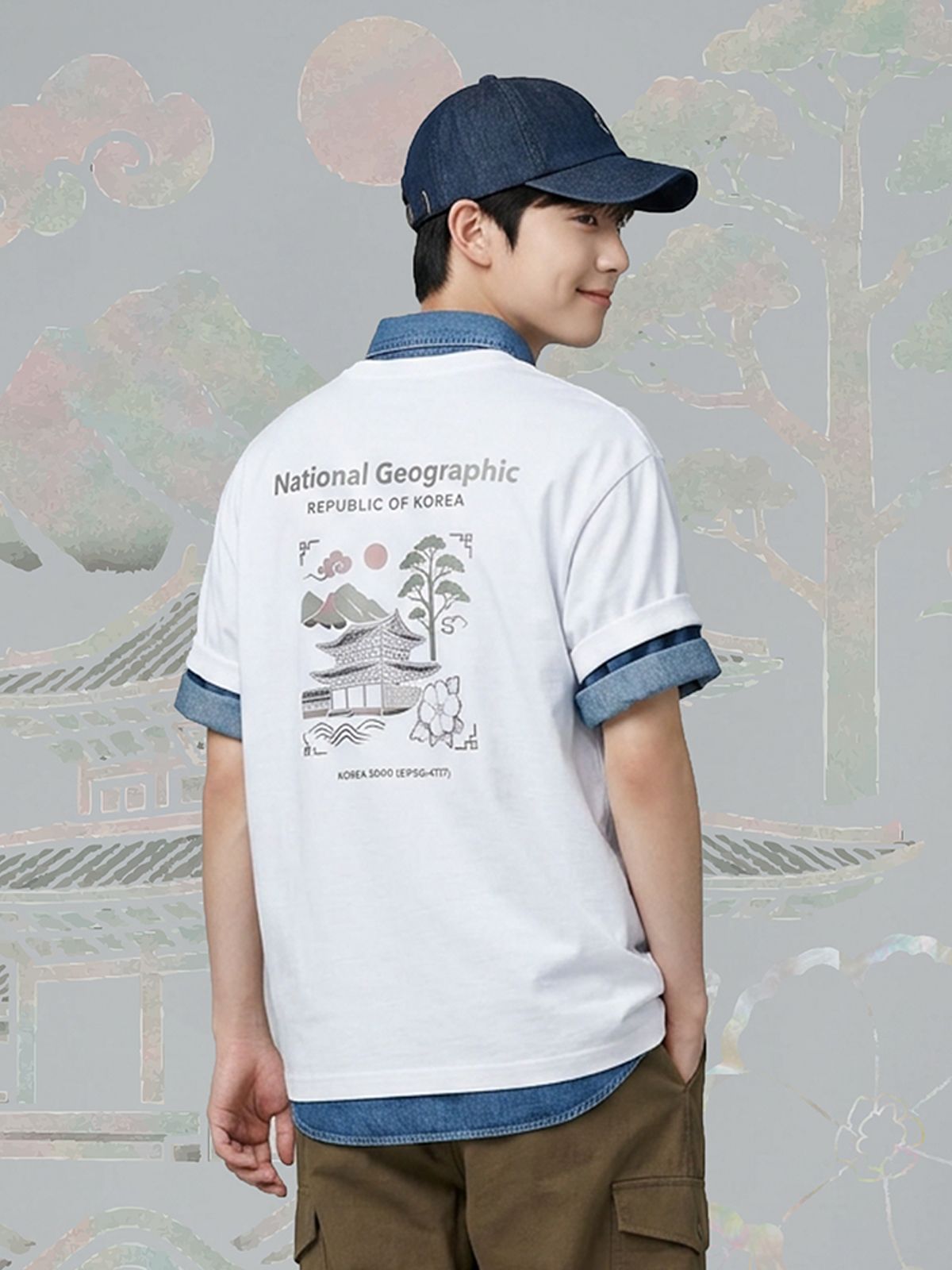 내셔널지오그래픽(NATIONALGEOGRAPHIC) N262UTS920 [ROK] 나전칠기 그래픽 반팔 티셔츠 WHITE