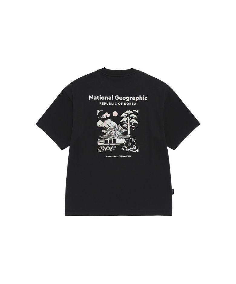 N262UTS920 [ROK] 나전칠기 그래픽 반팔 티셔츠 BLACK