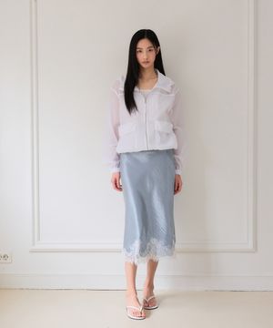 Soft Lace Midi Skirt (Light Blue)