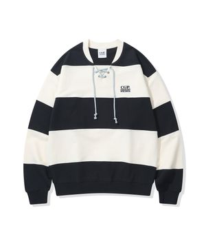 스몰 스퀘어 로고 레이스업 럭비 맨투맨-다크 네이비