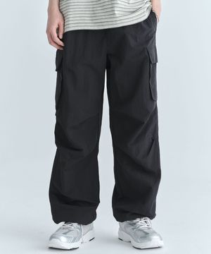 나일론 카고 파라슈트 팬츠-블랙