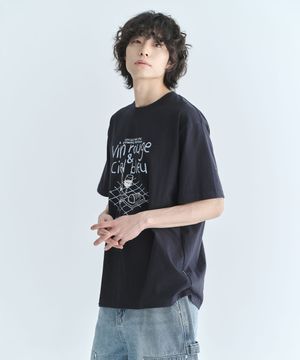 Vin rouge 반소매 티셔츠-다크 네이비