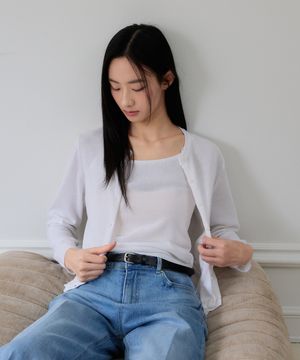 Round Cardigan & Sleeveless Knit (Ivory)