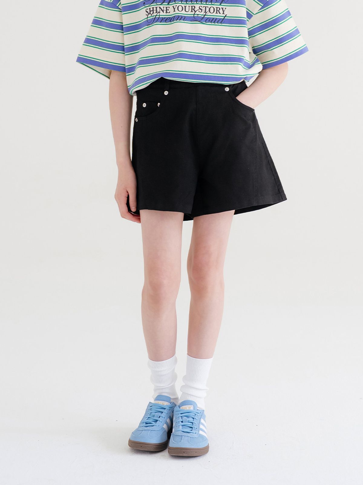 브렛테일러(BRETTAILOR) 스컬프트 라인 썸머 트윌 쇼츠(블랙)