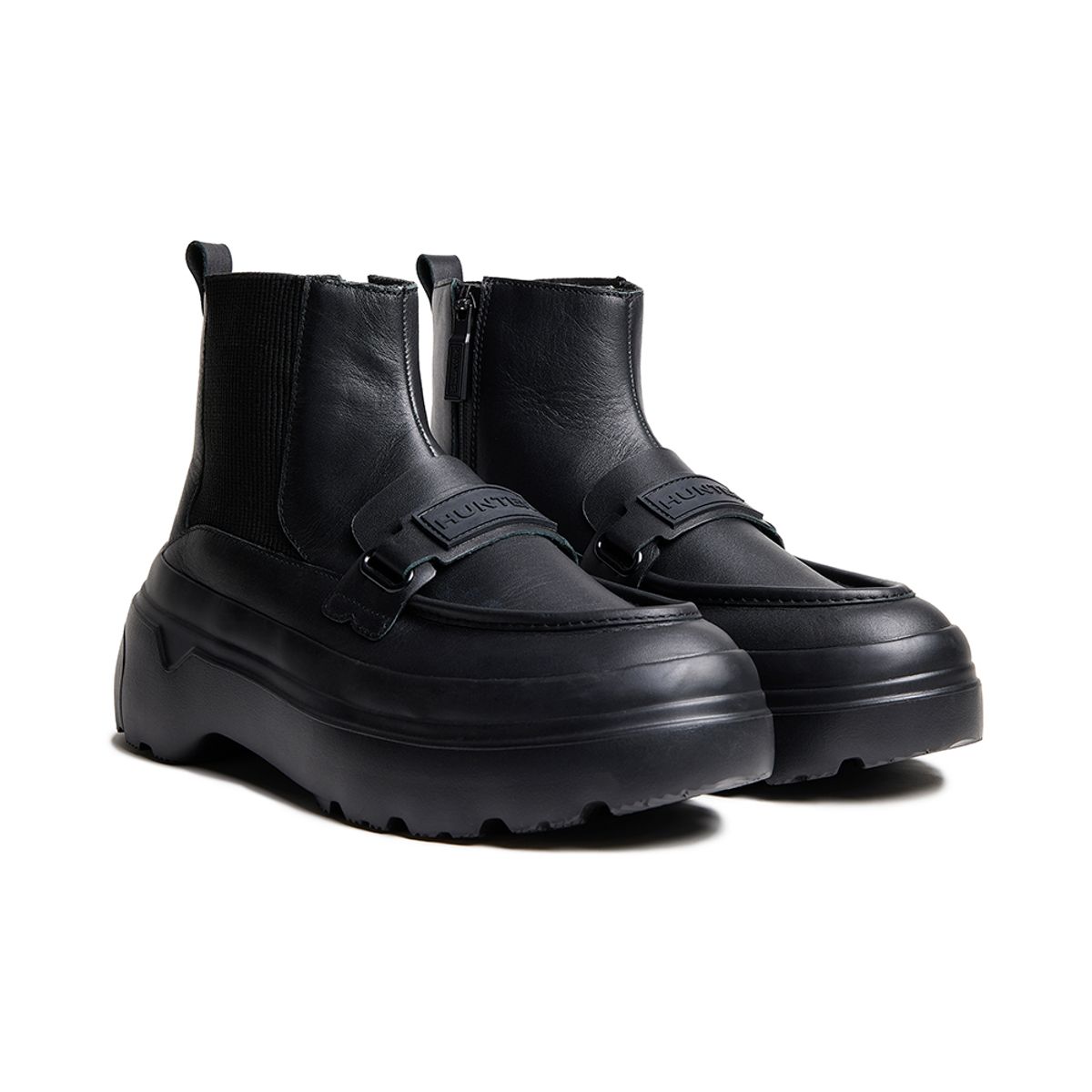 헌터(HUNTER) [UNISEX] 리파인드 익스플로러 로퍼 첼시 부츠 - 블랙 UFS7125LEABLK