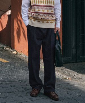 DIEMS 원턱 데님 팬츠_네이비 (와이드핏)_DDMXZ62WSN