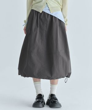 (우먼) 나일론 롱 스커트-차콜