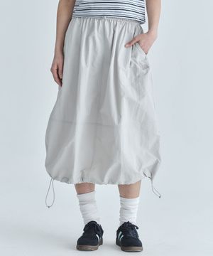 (우먼) 나일론 롱 스커트-그레이