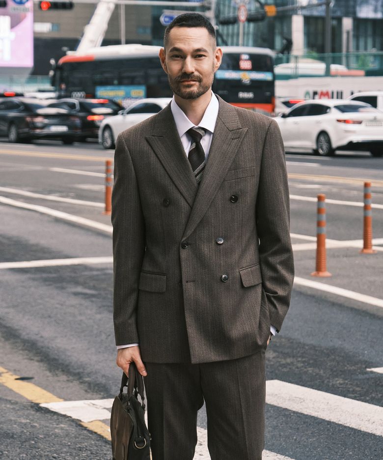 울 헤링본 더블브레스티드 자켓_브라운 (클래식핏)_SSJXA62DHH