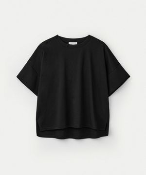Embroidery Oversized Crop T Shirts_Black