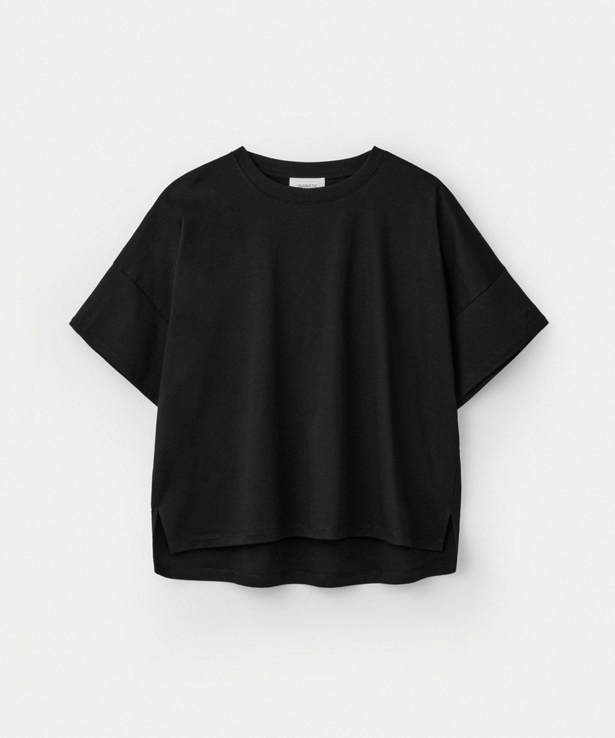 우마뭉(UMARMUNG) Embroidery Oversized Crop T Shirts_Black