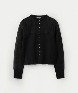 Sheer Cotton Cardigan With Camisole_Black