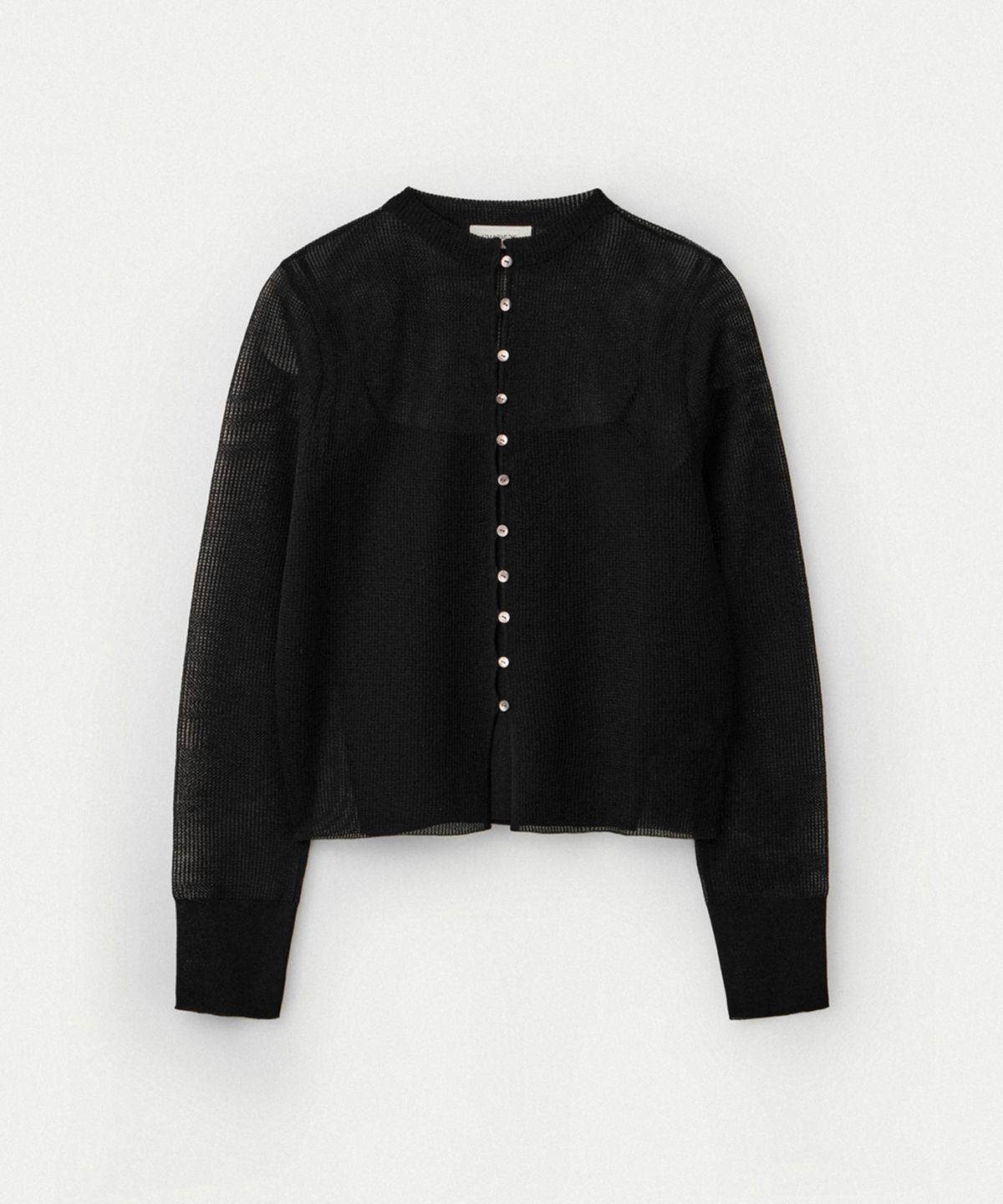 우마뭉(UMARMUNG) Sheer Cotton Cardigan With Camisole_Black