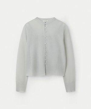 Sheer Cotton Cardigan With Camisole_Silver