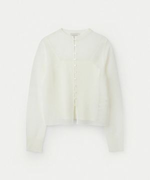 Sheer Cotton Cardigan With Camisole_Ivory