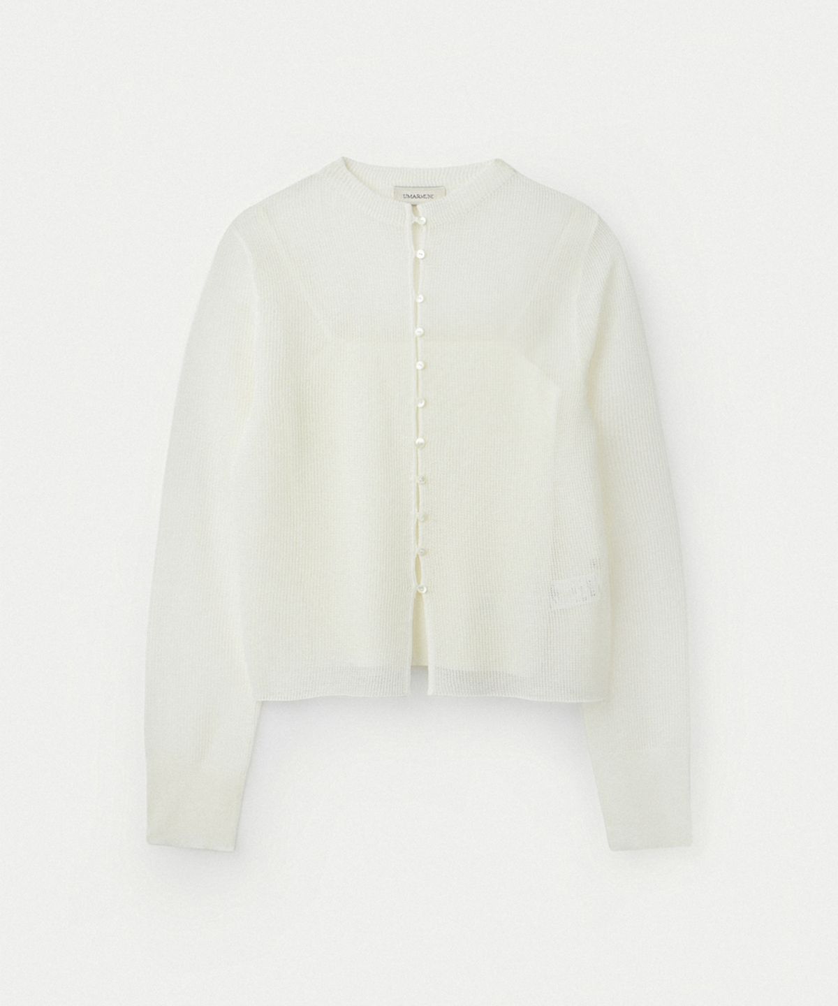 우마뭉(UMARMUNG) Sheer Cotton Cardigan With Camisole_Ivory