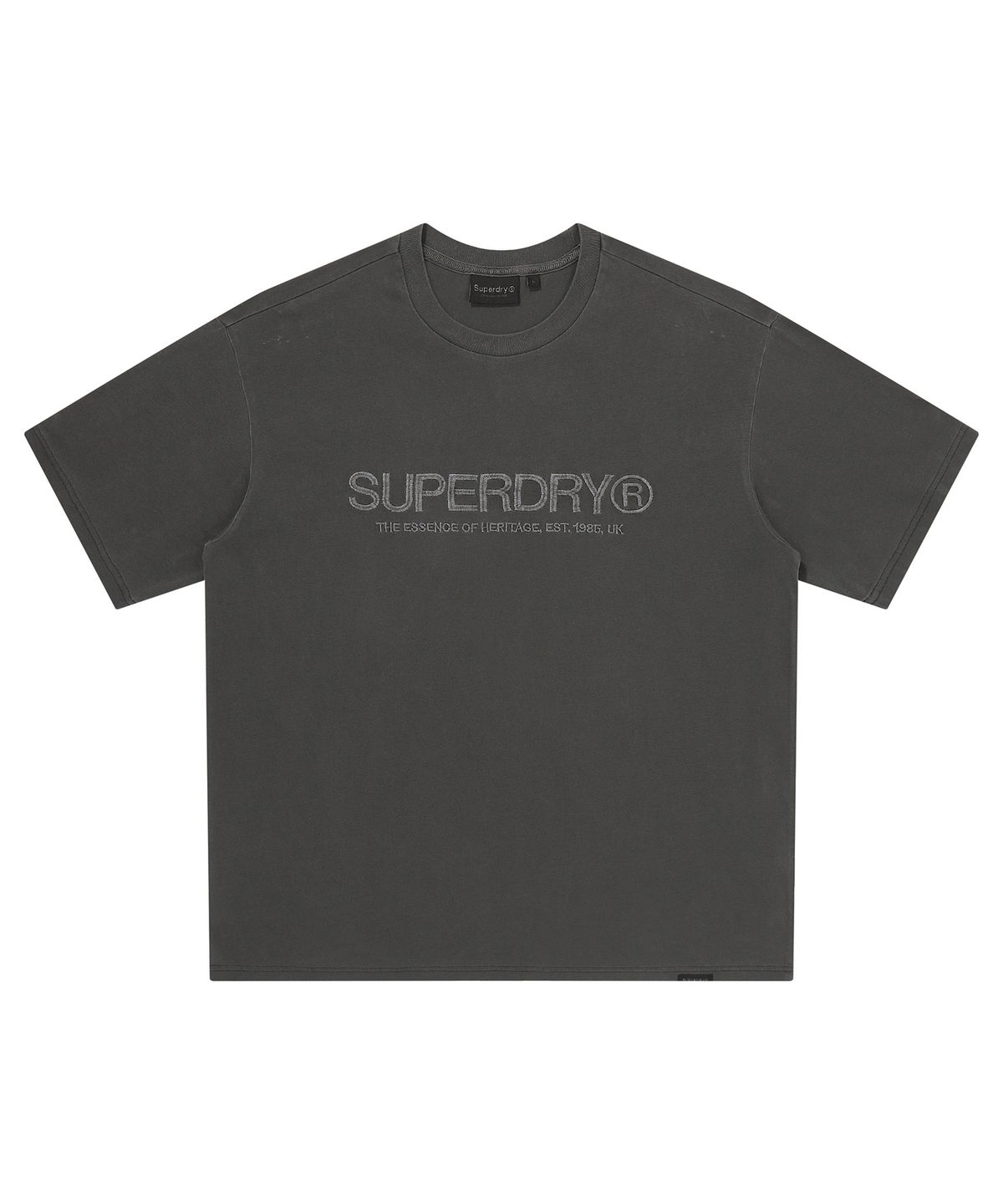 슈퍼드라이(SUPERDRY) 로고 워시드 반팔 티셔츠 차콜 SDUISCQ14CHL