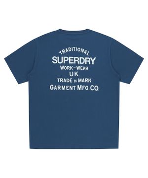 워크 라벨 그래픽 반팔 티셔츠 다크 블루 SDUISCQ71DBL