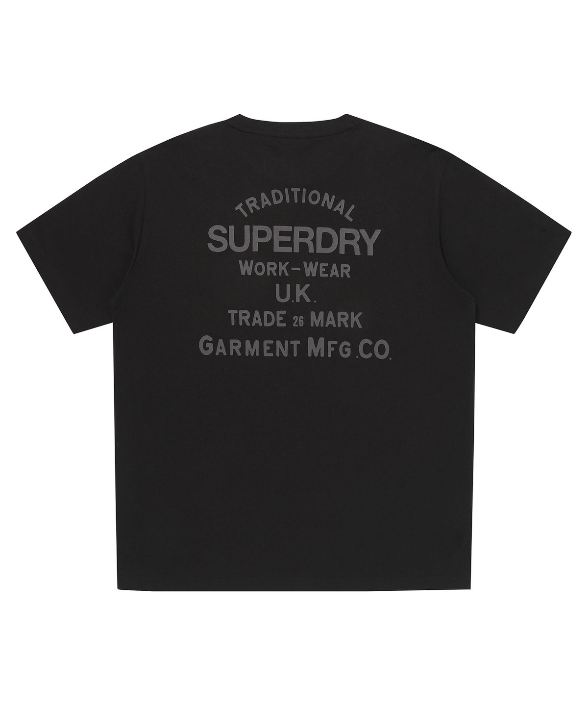 슈퍼드라이(SUPERDRY) 워크 라벨 그래픽 반팔 티셔츠 블랙 SDUISCQ71BLK
