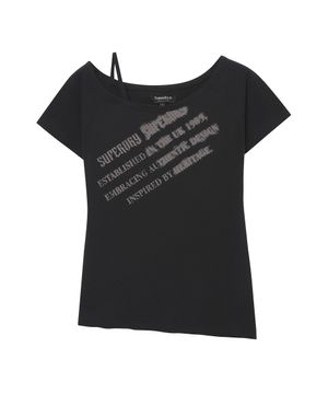 우먼스 오프숄더 티셔츠 블랙 SDFISCQ55BLK