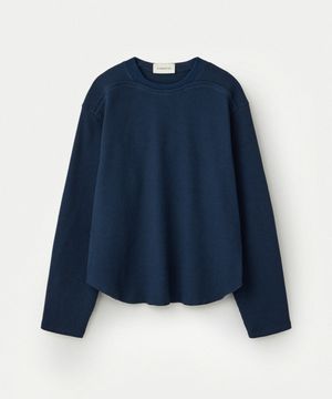 Pure Cotton Waffle Cropped Pullover_Midnight