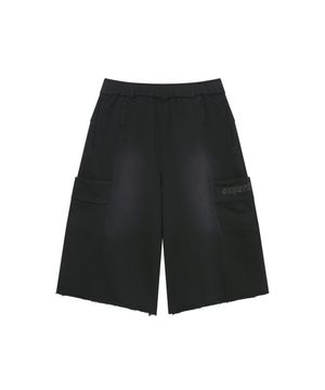 우먼스 워시드 버뮤다 스웻 팬츠 블랙 SDFLRCQ48BLK