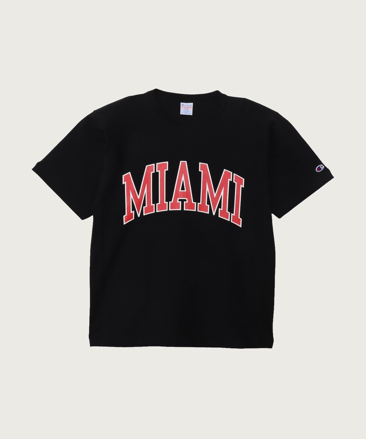 챔피온(CHAMPION) 리버스위브 컬리지 그래픽 반팔 티셔츠 Black